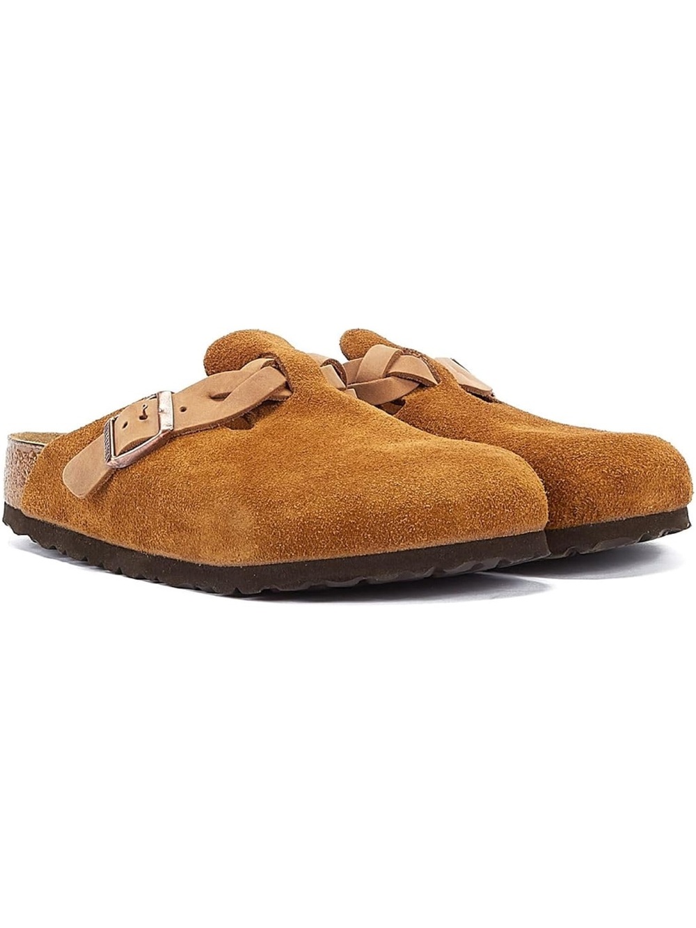 Birkenstock Brown Suede Boston Clogs - Picture 1 of 8